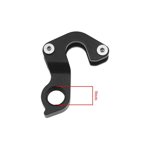 KP158 Aluminum Bike Rear Derailleur Hanger And Double Layer Tail Hook for road bikes, black aluminum alloy, 9mm size.