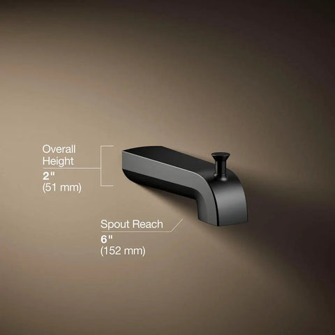 6 Inch Wall Mount Diverter Bath Spout With Half-Inch Slip-Fit Connection Matte Black Finish Sleek Modern Look