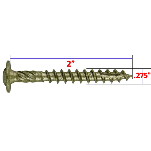 Pro Grade Heavy Duty Number 14 By 1 Inch Construction Lag Screws Torx Star Drive with 2 inch length and .275 inch head diameter