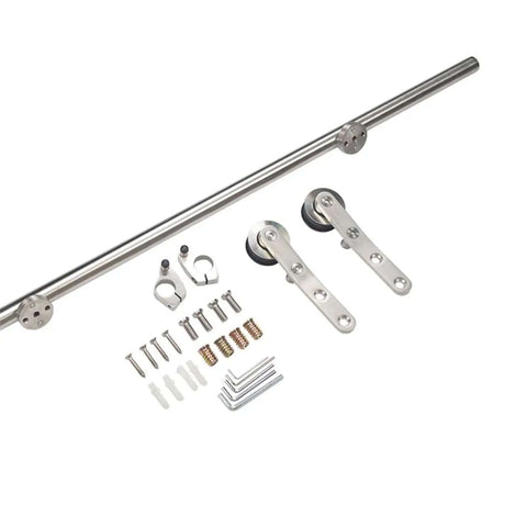 Stainless steel barn door track system with hardware for Retractable Sliding Ladder Kit With Stainless Steel Barn Door Track System