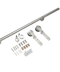 Heavy Duty Stainless Steel Sliding Ladder Hardware Kit With Built In Ladder showing rods, rollers, and screws for home or loft installation.