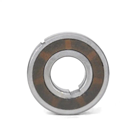 Built Tough Sprag Clutch One Way Bearing Featuring Rock Solid Dual Keyway Design For Slick Freewheel Backstop And Zero Hassle Overrunning Indexing Tasks Measuring 20 Mm By 47 Mm By 14 Mm Heavy Duty Metric Engineering, front view.