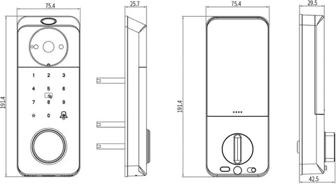 Smart Door Lock With Built In WiFi Camera And Doorbell For Front Door 6 In 1 Keyless Entry Deadbolt Fingerprint Sensor Diagram