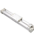 Rock Solid Heavy Duty Mechanical Joint Rodless Pneumatic Cylinder With High Load Shock Absorber Built Tough For Industrial Automation And Daily Shop Grind Work, 400 mm, aluminum construction.