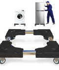 KUPAPO Adjustable Appliance Dolly Cart With Locking Wheels For Mini Fridge Portable Washer Dryer features sturdy black frame and wheels.