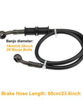 Braided Stainless Steel Motorcycle Brake Line 60cm 23.6in Hydraulic Clutch Oil Pipe Replacement For ATV Dirt Bike Pit Bike Motorbike Durable Rust-Resistant Banjo Ends