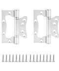 Stainless Steel Silent Hinge For Home Wood Doors No Slotting Needed Easy Install Heavy Duty Load Bearing For Furniture Hardware Fitting 10.2 Cm Rust Resistant Built To Last, with screws