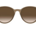 Front view of Lightweight Beige Round Sunglasses With Brown Gradient Lenses 53Mm Unisex Plastic Frame Made In Italy Dope Classic Round Style