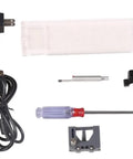 Accessory kit for Top Notch Digital Surface Roughness Tester Delivering Hella Precise Readings includes charger, cable, screwdriver, and tool attachments.