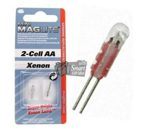 2-Pack Replacement Lamps For 2-Cell AA Mini Flashlight packaging with one exposed lamp