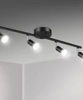 LED Track Lighting Kit 24.8 Inch Black Four Light Ceiling Spotlight With Flexible Rotatable Heads Includes Four GU10 LED Bulbs 4W Daylight White 5000K 400LM Dope Look For Any Room
