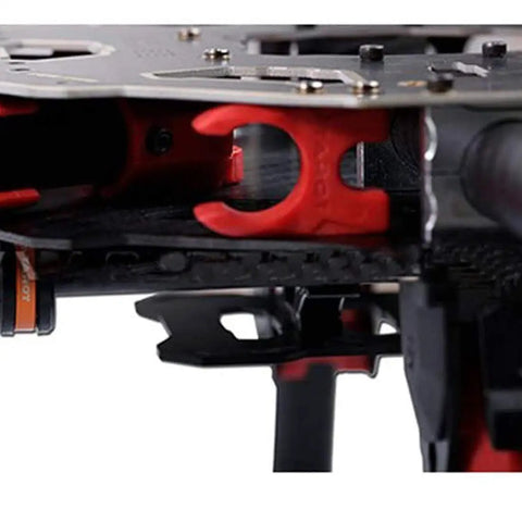 Close-up of 680Pro Six Axis Folding Hexacopter Frame Kit 695mm Wheelbase drone airframe with red folding mechanism