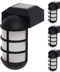 Close-up of Solar Post Cap Lights For 4x4 Wood Posts Black 4 Pack Outdoor LED Waterproof Nautical Lighting For Fence Deck Garden