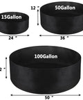 Size comparison of 15 Gallon Heavy Duty Felt Fabric Grow Bag Planter For Backyard Indoor Outdoor Gardens with larger sizes in black