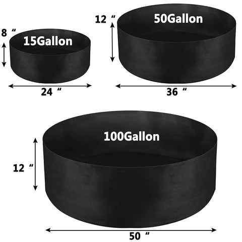 Size comparison of 15 Gallon Heavy Duty Felt Fabric Grow Bag Planter For Backyard Indoor Outdoor Gardens with larger sizes in black