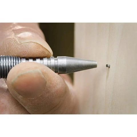 Badass Nail Set Fits 1/32 To 2/32 Inch Brads eliminates hammer fatigue with precision tip used on wood.