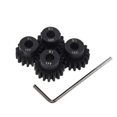 Mod 1 Pinion Gear Set 5mm Shaft Hardened Steel 15T 16T 17T 18T Four Pack For RC Cars Upgrade Rugged CNC Machined Wear Resistant