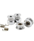 Upgrade Your Printer With GT2 Timing Pulley 20 Teeth 5mm Bore And 6mm Belt Kit Plus Idler Wheels Tensioners For Smooth Printing Action. silver GT2 timing pulleys with bearings and tension springs