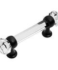 10 Pack Flat Black Clear Glass Cabinet Handle Pulls With 3 Inch Hole Centers, 4 5/8 Inch Overall Length viewed diagonally