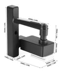Top Notch Portable Woodworking T Track Limiter Stop Saw Guide for precise cuts, black steel, dimensions labeled.