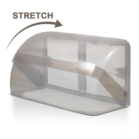 Tough As Nails Outdoor Waterproof 2 Gang Outlet Cover in clear material shows stretch feature for exterior use against weather.