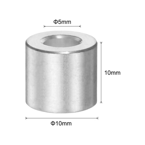 Aluminum Spacer Set 5mm Bore 10mm Outer Diameter 10mm Length 10 Pieces Standoff Bushing For M5 Screws Bolts And Rods