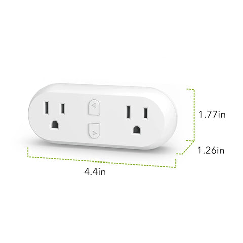 Dual Outlet Smart Plug 15A WiFi Bluetooth Extender, Hands Free Voice Control With Alexa And Google Home, Remote App Timers, No Hub Needed, ETL Certified, 2.4G WiFi