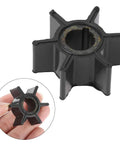 Outboard Water Pump Impeller Replacement for 6HP 8HP 9.8HP Engines, Durable ABS, low noise marine cooling component, top view.