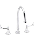 Commander Gooseneck 8 Inch Widespread Lavatory Faucet Polished Chrome With Lead Free Brass Construction No Fuss 0.5 Gpm Flow Two Handle Lever Three Hole Installation