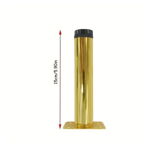 Adjustable Furniture Leg Set 4 Pack DIY Replacement Feet For Tables And Cabinets, 15cm gold metal tube with base plate