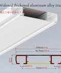 Premium Aluminum Sliding Barn Door Track With Silent Ceiling Mount Hardware White Finish Slick Glide Operation 200 Cm Length two layer design showing detailed profile and measurements.