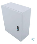 Front view of 16 By 8 By 20 NEMA 4X Electrical Junction Box Beefy Outdoor Rugged Steel Enclosure with Dual Key Lock, includes keys.