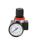 Front view of Pro Grade Oil Water Separator FRL Combo For Air Compressors with gauge and black knob, metal construction.