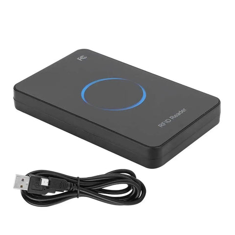 UHF RFID Reader USB Desktop 915MHz Non Contact Card Writer And Reader with cable, compact indoor desk access control device.