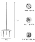 KAMaster 304 Stainless Steel Pork Puller Drill Attachment For Meat Shredding And BBQ Smoking, 15in long, 4in wide, dishwasher safe.