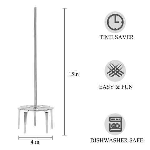 KAMaster 304 Stainless Steel Pork Puller Drill Attachment For Meat Shredding And BBQ Smoking, 15in long, 4in wide, dishwasher safe.