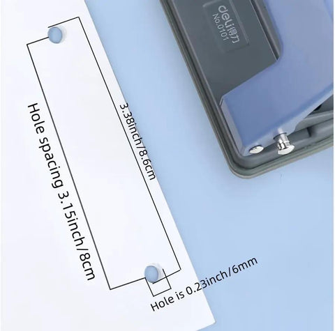 Two Hole Puncher For Paper And Crafts, Adjustable 3.15 Inch Hole Spacing, Squeeze To Punch Up To 20 Sheets, Skid Resistant Base