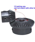 One Point Zero Module Tapered Bevel Gear Set 20 To 40 Teeth 10mm Bore 90 Degree Pinion Gear 1 To 2 Ratio 45 Steel With High Frequency Blackened