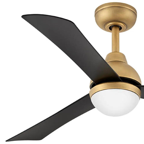 44 Inch Indoor Outdoor LED Smart Ceiling Fan With Remote Control, Scandinavian Style 3 Blade Propeller, Heritage Brass and Matte Black