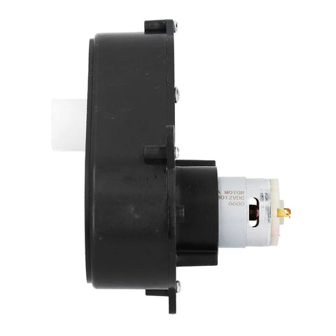 Side view of Low Noise 6600RPM Steering Gearbox Replacement For Kids Electric Cars, black casing, nylon coupling.