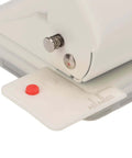 Close-up of Heavy Duty Metal Hole Punch For Home Office Desk, 10 Hole Punch That Punches Up To 10 Sheets, in White with positioning guides