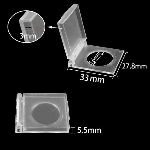 Push Button Cover Kit 4 Pack Easy Install 16mm Adhesive Flat Switch Guards plastic dimensions 33mm x 27.8mm