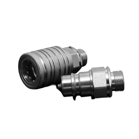 Heavy Duty Steel Hydraulic Quick Coupler M20x1.5 Push Pull Connector With Slick Threads showing solid steel build and metric threads.