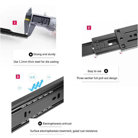Heavy Duty Soft Close Drawer Slides Set Of 2 Full Extension Ball Bearing Steel Runners For Side Mount Cabinets 16 Inch 40cm details