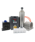 Hella Durable 3KW Water Cooled Spindle Kit Runs Sweet With 220V Drive includes steel collet chuck and coolant pump.