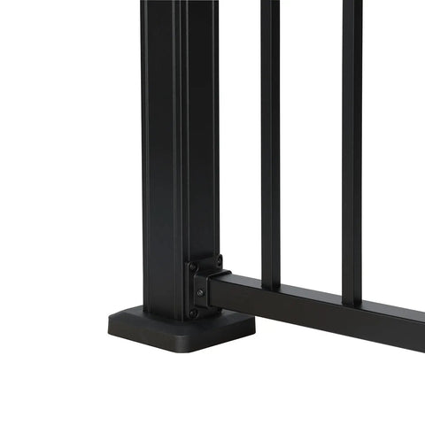 Level Deck Railing Kit With Square Balusters And Mounting Brackets, 72 Inch Top And Bottom Rails, 36 Inch high post and bracket close-up.