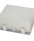 Rugged Outdoor IP65 Weatherproof Electrical Junction Box With Hinged Clear Cover And Two Cable Glands ABS Plastic Project Enclosure