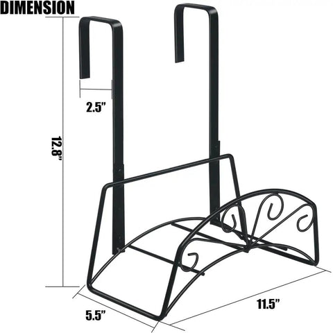 Heavy Duty Metal Hose Stand With Wall Mount Or Hanging Bracket Outdoor Water Hose Holder Reel In Black Sturdy Steel Construction Keeps Hoses Organized Off The Ground Easy To Install showing dimensions 12.8 x 11.5 x 5.5