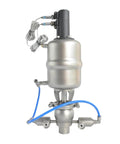 Heavy Duty Sanitary Stainless Steel SS316L Pneumatic Water Shutoff Valve With External Cleaning Anti Mixing Design Hygienic And Easy Maintenance For Clean Water Lines And Industrial Plumbing, side view