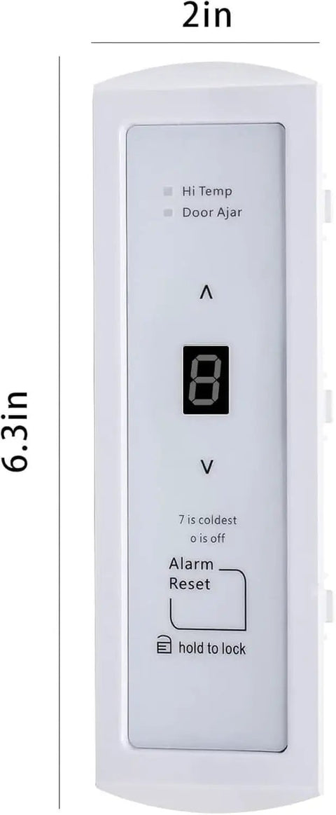 Upgraded Freezer User Control Board And Display Assembly for Refrigerator Freezer Units with digital temperature display.